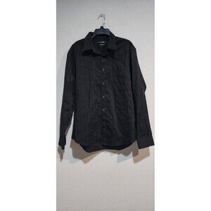 John Henry Black on Black Pin Stripe Button Down Dress Shirt, Size XLarge